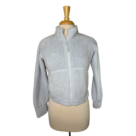 ATHLETA GIRL Teddy Fleece Full Zip Jacket in Pale Blue Size Large 12 Pockets - Picture 1 of 8